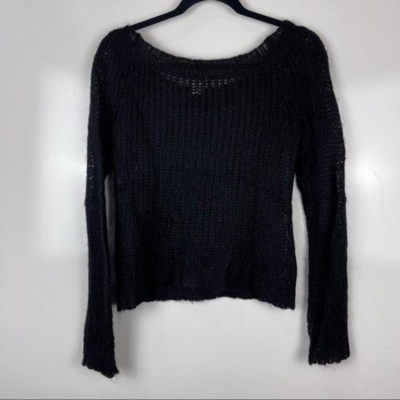 Old Navy Black Long Sleeve Mohair Knit Sheer Sweater Size Small - Picture 2 of 8